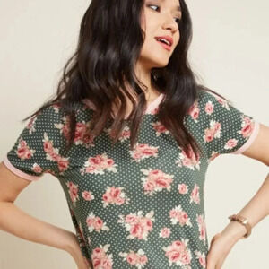 Modcloth Green Floral Top